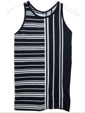 Athleta striped athletic tank top black and white